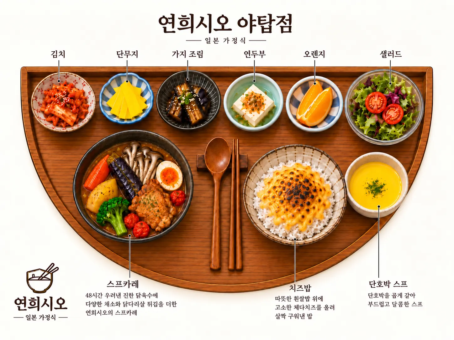 닭육수와 채소를 담은 스프카레 정식 한 상